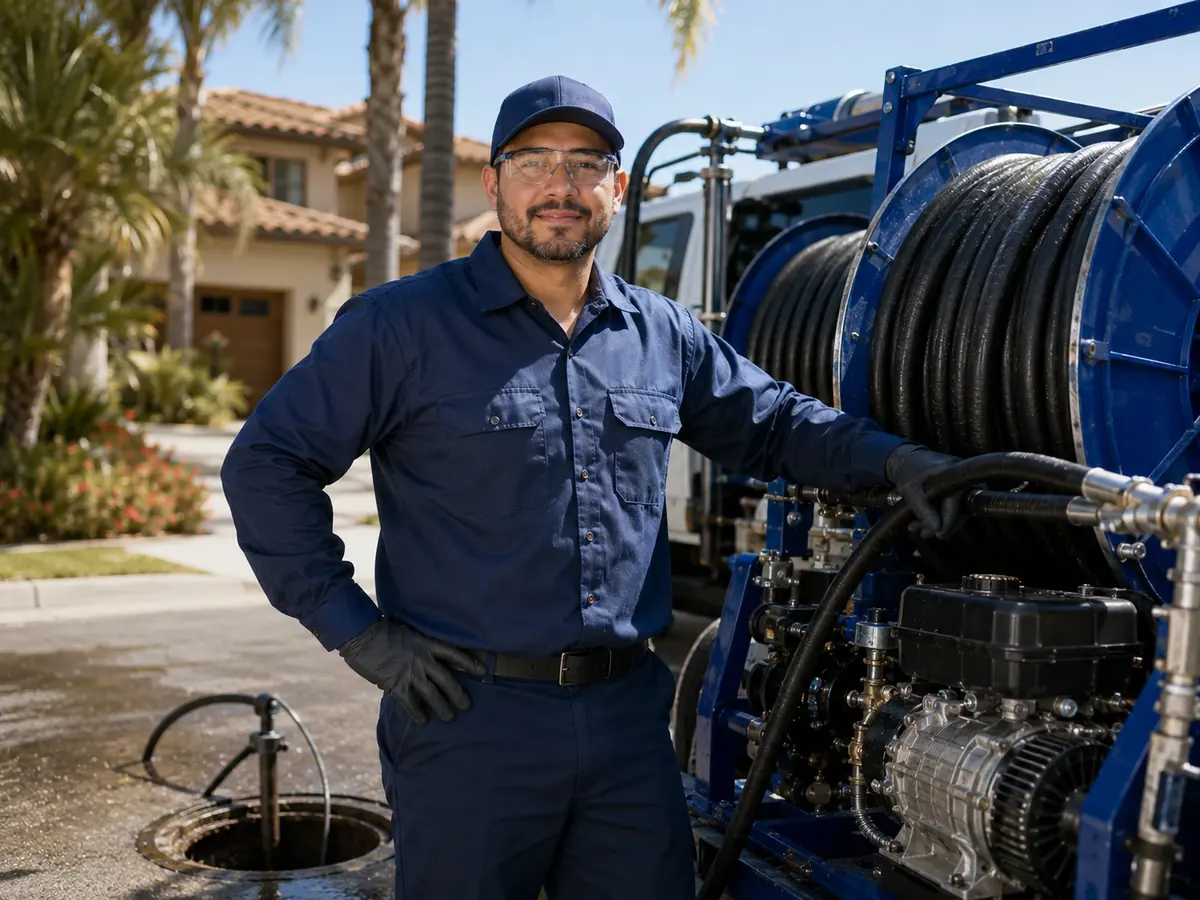 Hydro jet sewer cleaning in Kaweah
